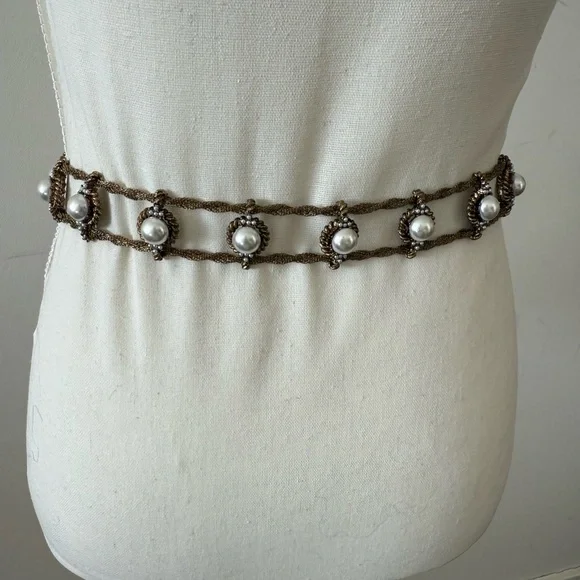 Zara Bronze Pearl Chain Belt - Picture 3 of 6